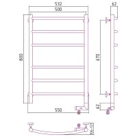 Электрический полотенцесушитель Сунержа Галант 2.0 800x500 R 31-5201-8050 Черный матовый