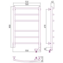 Электрический полотенцесушитель Сунержа Галант 2.0 800x500 R 31-5201-8050 Черный матовый