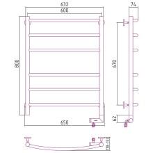 Электрический полотенцесушитель Сунержа Галант 2.0 800x600 R 00-5201-8060 Хром