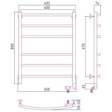 Электрический полотенцесушитель Сунержа Галант 2.0 800x600 R 00-5201-8060 Хром
