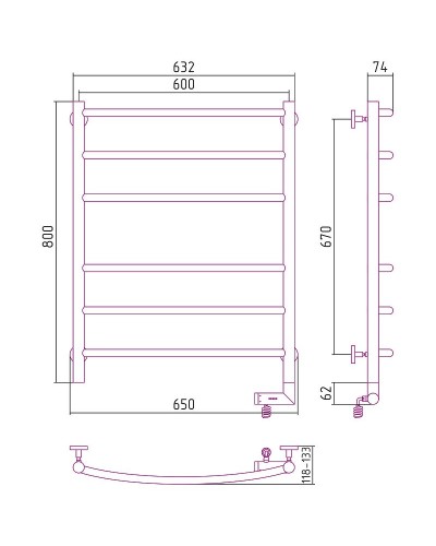 Электрический полотенцесушитель Сунержа Галант 2.0 800x600 R 00-5201-8060 Хром
