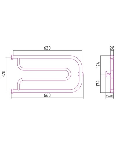 Полотенцесушитель водяной 320х650 белый глянец Сунержа Гусли+ 12-4009-3265