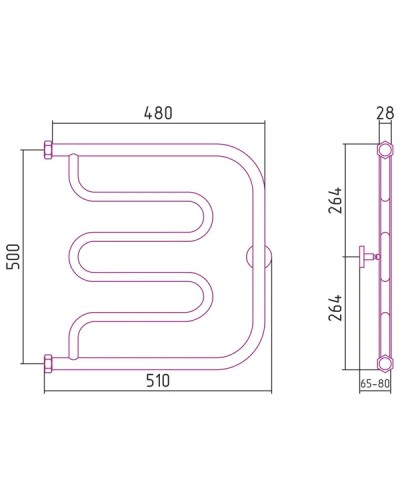 Полотенцесушитель водяной 500х500 шампань матовая Сунержа Лира+ 022-4011-5050