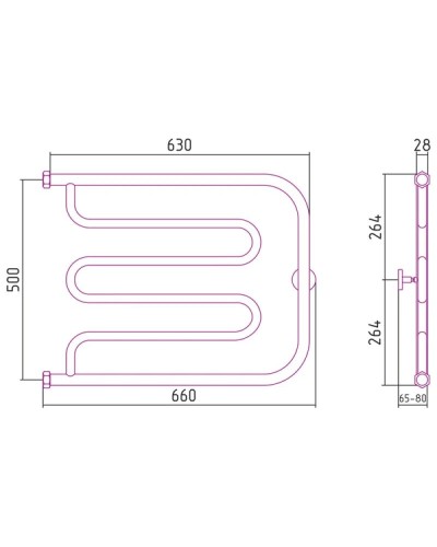 Полотенцесушитель водяной 500х650 черный матовый Сунержа Лира+ 31-4011-5065