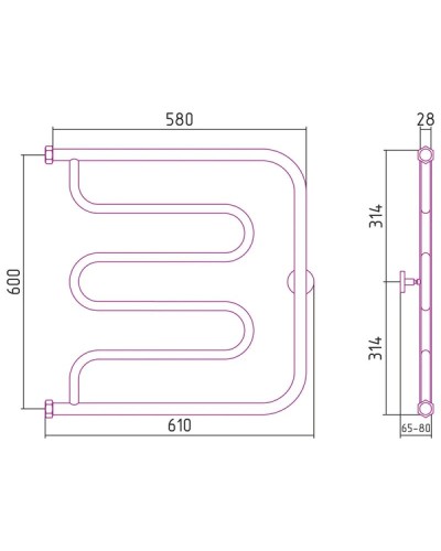 Полотенцесушитель водяной 600х600 золотой Сунержа Лира+ 03-4011-6060