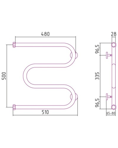 Полотенцесушитель водяной 500х500 золотой Сунержа М-образный+ 03-4007-5050