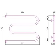 Полотенцесушитель водяной 500х650 шампань матовая Сунержа М-образный+ 022-4007-5065