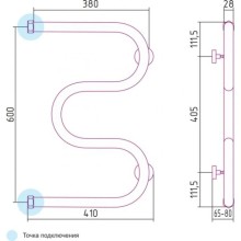 Полотенцесушитель водяной 600х400 черный матовый Сунержа М-образный+ 31-4007-6040