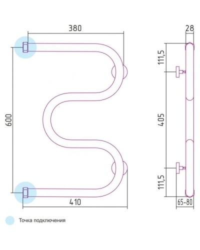 Полотенцесушитель водяной 600х400 черный матовый Сунержа М-образный+ 31-4007-6040