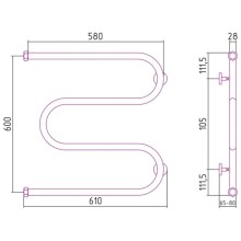 Полотенцесушитель водяной 600x600 Сунержа М-образный+ 00-4007-6060