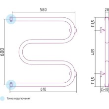 Полотенцесушитель водяной 600x600 темный титан муар Сунержа М-образный+ 15-4007-6060