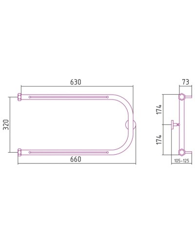 Полотенцесушитель водяной 320х650 темный титан муар Сунержа П-образный +2 полки 15-4004-3265