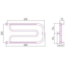Полотенцесушитель водяной 320х650 шампань матовая Сунержа Гусли +2 полки 022-4010-3265