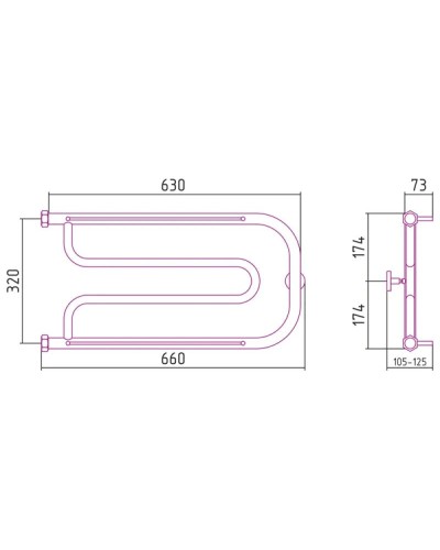 Полотенцесушитель водяной 320х650 шампань матовая Сунержа Гусли +2 полки 022-4010-3265