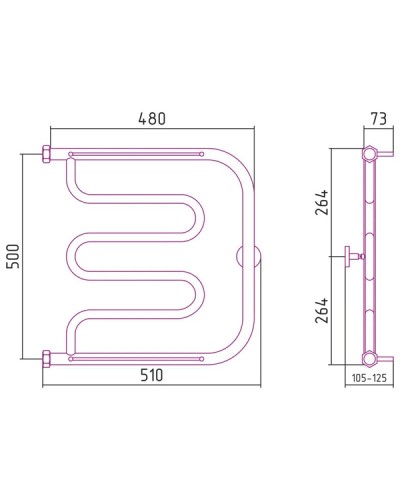 Полотенцесушитель водяной 500х500 золотой Сунержа Лира +2 полки 03-4012-5050