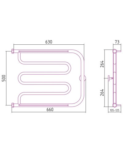 Полотенцесушитель водяной 500х650 золотой матовый Сунержа Лира +2 полки 032-4012-5065