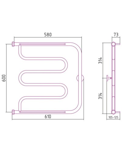 Полотенцесушитель водяной 600х600 античное белое золото Сунержа Лира +2 полки 10-4012-6060