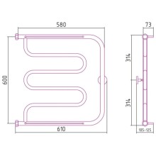 Полотенцесушитель водяной 600х600 белый глянец Сунержа Лира +2 полки 12-4012-6060