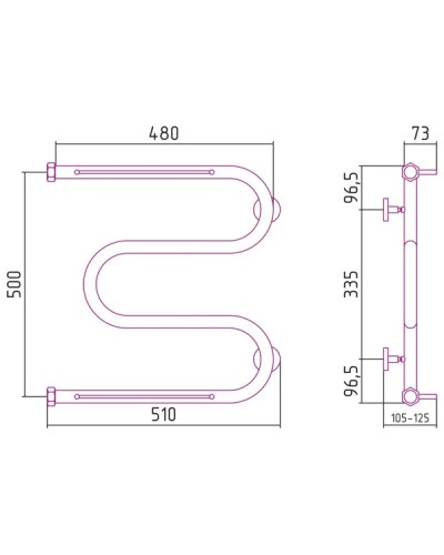 Полотенцесушитель водяной 500х500 Сунержа М-образный +2 полки 00-4008-5050