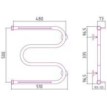 Полотенцесушитель водяной 500х500 шампань матовая Сунержа М-образный +2 полки 022-4008-5050