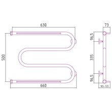 Полотенцесушитель водяной 500х650 шампань матовая Сунержа М-образный +2 полки 022-4008-5065