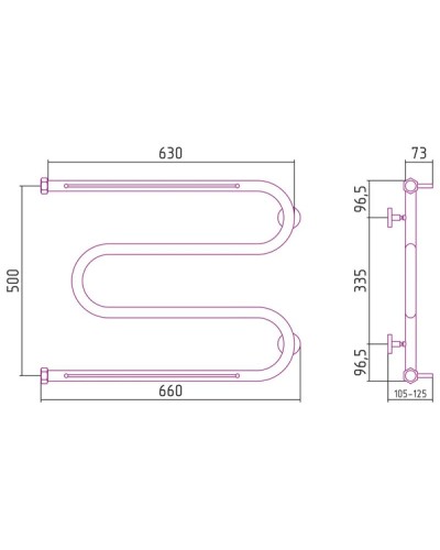 Полотенцесушитель водяной 500х650 черный матовый Сунержа М-образный +2 полки 31-4008-5065