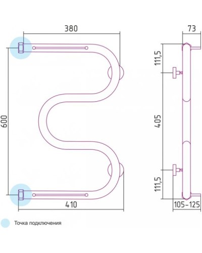 Полотенцесушитель водяной 600х400 золотой Сунержа М-образный +2 полки 03-4008-6040