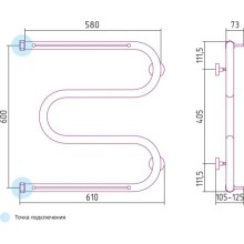 Полотенцесушитель водяной 600х600 темный титан муар Сунержа М-образный +2 полки 15-4008-6060