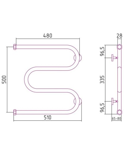Полотенцесушитель водяной 500х500 темный титан муар Сунержа М-образный+ 15-4007-5050