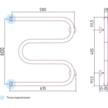 Полотенцесушитель водяной 600x600 шампань матовая Сунержа М-образный+ 022-4007-6060