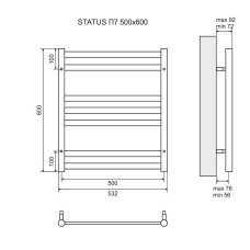 Водяной полотенцесушитель Lemark Status П7 50х60 LM44607BR Бронза