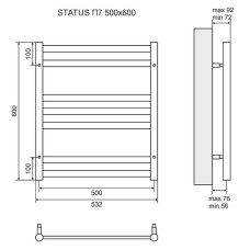 Электрический полотенцесушитель Lemark Status П7 50х60 LM44607EBR Бронза