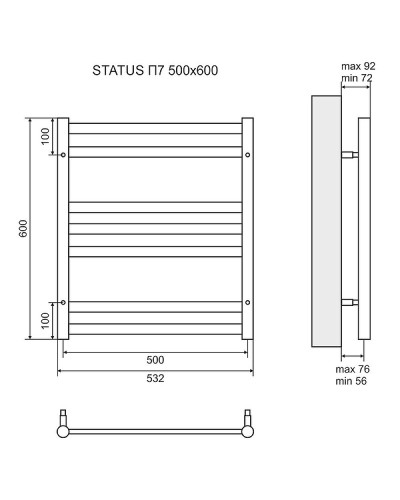 Электрический полотенцесушитель Lemark Status П7 50х60 LM44607EBR Бронза