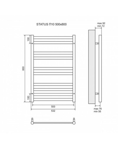 Электрический полотенцесушитель Lemark Status П10 50х80 LM44810EBR Бронза