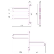 Полотенцесушитель электрический 567x535 МЭМ Сунержа Парео 4.0-2С 00-0823-0567
