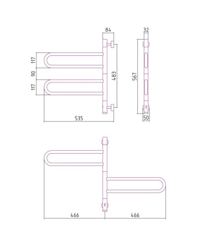 Полотенцесушитель электрический 567x535 золотой матовый МЭМ Сунержа Парео 4.0-2С 032-0823-0567