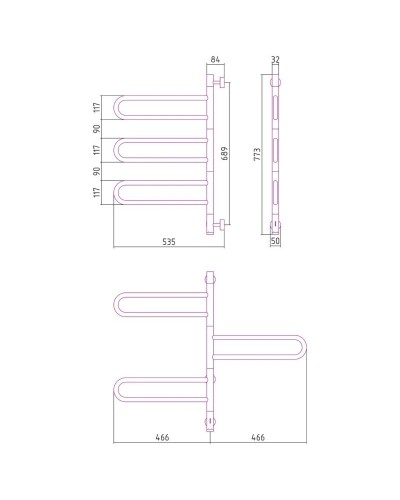 Полотенцесушитель электрический 773x535 золотой матовый МЭМ Сунержа Парео 4.0-3С 032-0823-0773