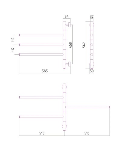 Полотенцесушитель электрический 542x585 темный титан муар Сунержа Триада 15-0822-0540