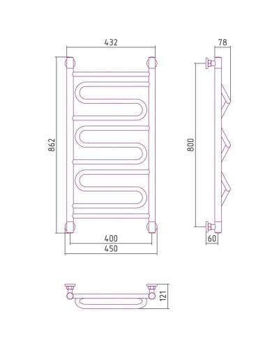 Полотенцесушитель водяной 800х400 белый матовый Сунержа Элегия+ 30-0205-8040