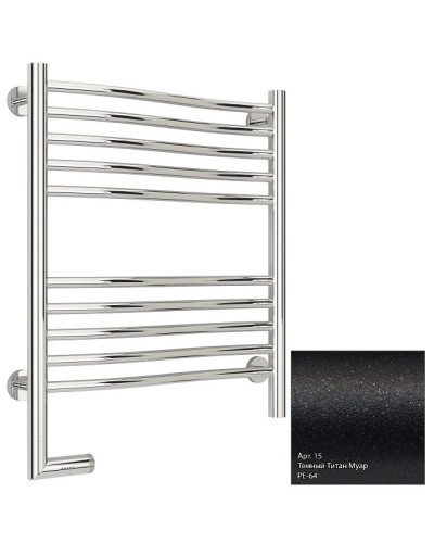Полотенцесушитель электрический 600х500 темный титан муар МЭМ левый Сунержа Флюид 2.0 15-5220-6050