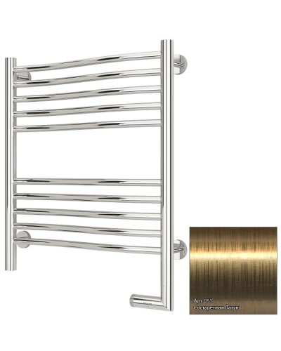 Полотенцесушитель электрический 600х500 состаренная латунь МЭМ правый Сунержа Флюид 2.0 051-5221-6050