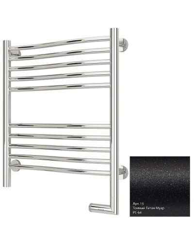 Полотенцесушитель электрический 600х500 темный титан муар  МЭМ правый Сунержа Флюид 2.0 15-5221-6050