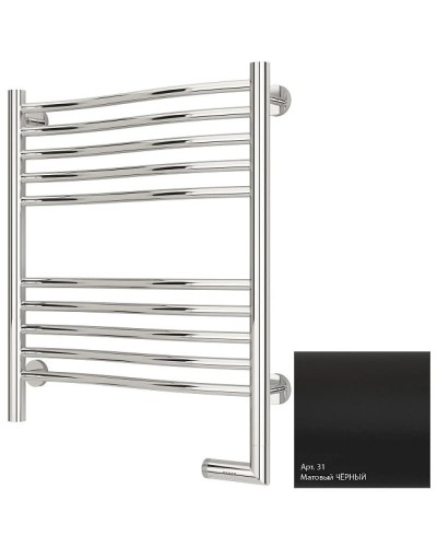 Полотенцесушитель электрический 600х500 черный матовый МЭМ правый Сунержа Флюид 2.0 31-5221-6050