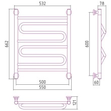 Полотенцесушитель водяной 600х500 темный титан муар Сунержа Элегия+ 15-0205-6050