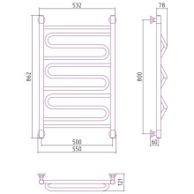 Полотенцесушитель водяной 800х500 шампань матовая Сунержа Элегия+ 022-0205-8050