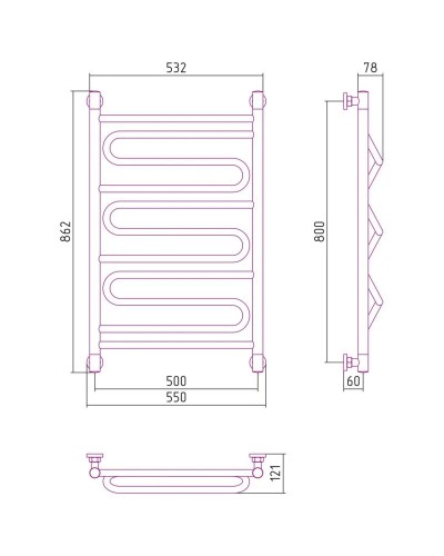 Полотенцесушитель водяной 800х500 античное белое золото Сунержа Элегия+ 10-0205-8050
