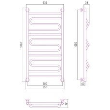 Полотенцесушитель водяной 1000х500 шампань Сунержа Элегия+ 020-0205-1050