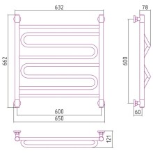 Полотенцесушитель водяной 600х600 темный титан муар Сунержа Элегия+ 15-0205-6060