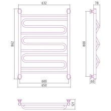 Полотенцесушитель водяной 800х600 черный матовый Сунержа Элегия+ 31-0205-8060