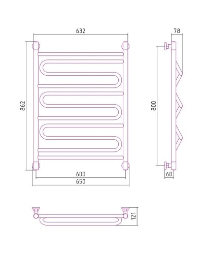 Полотенцесушитель водяной 800х600 черный матовый Сунержа Элегия+ 31-0205-8060